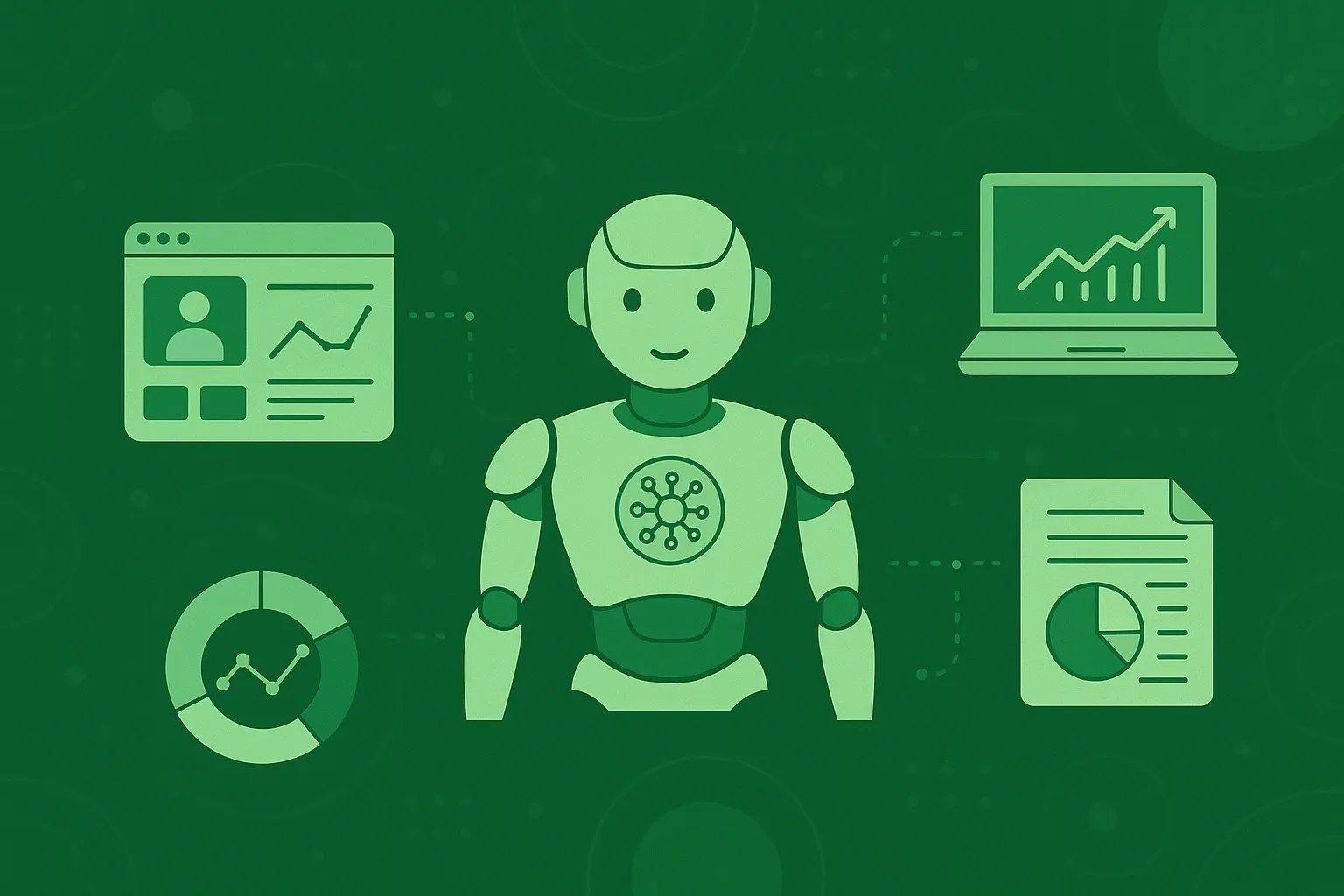 Artificial intelligence dashboard showing predictive analytics and data intelligence tools for investment platforms